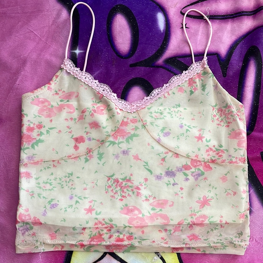 floral lace cami crop top